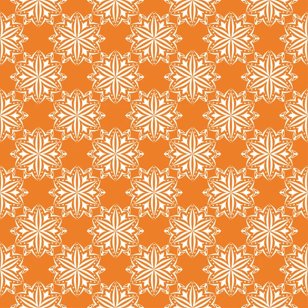 Turuncu zemin üzerine beyaz çiçek süsleme. Tekstil ve duvar kağıtları için seamless modeli