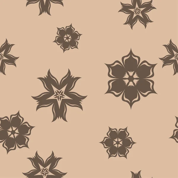 Ornement Floral Brun Sur Fond Beige Modèle Sans Couture Pour — Image vectorielle