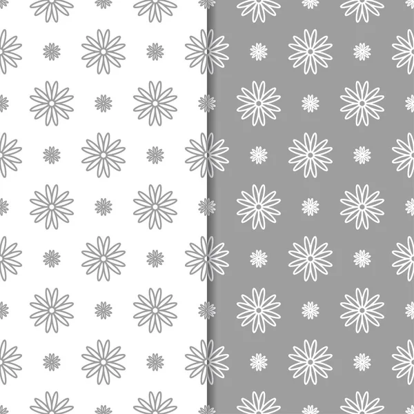 Beyaz ve gri çiçek arka planlar. Tekstil ve duvar kağıtları için dikişsiz desen seti