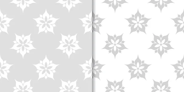 Fondo Floral Gris Claro Conjunto Patrones Sin Costura Para Textiles — Vector de stock