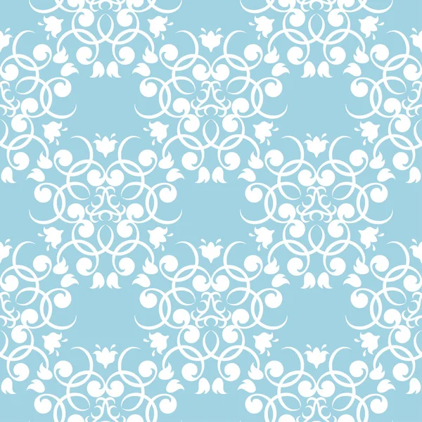 Mavi zemin üzerine beyaz çiçek tasarım. Tekstil ve duvar kağıtları için seamless modeli