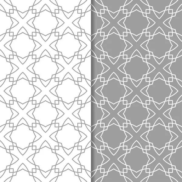Gri ve beyaz geometrik süsler. Web, Tekstil ve duvar kağıtları için dikişsiz desen seti