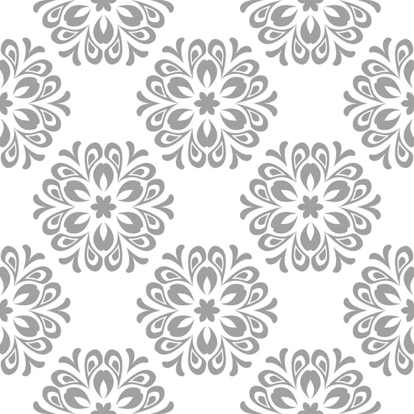 Beyaz arka plan üzerine açık gri çiçek süsleme. Tekstil ve duvar kağıtları için seamless modeli