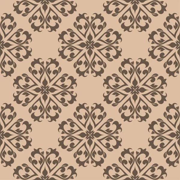 Ornement Floral Brun Sur Fond Beige Modèle Sans Couture Pour — Image vectorielle