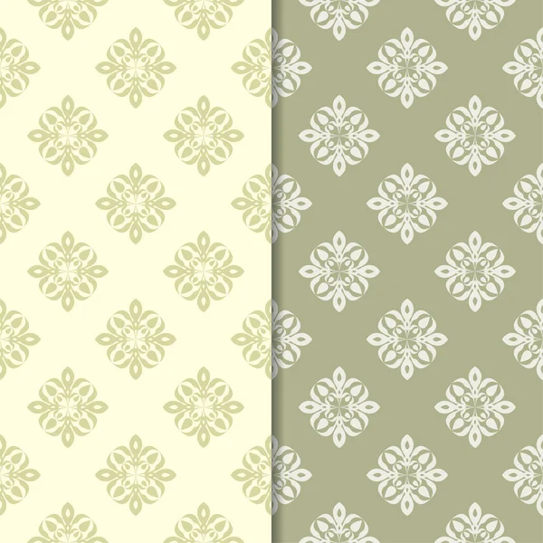 Zeytin yeşili çiçek arka planlar. Tekstil ve duvar kağıtları için dikişsiz desen seti