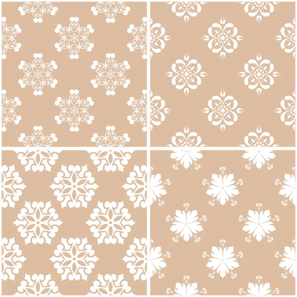Çiçek desenleri. Sorunsuz arka plan bej ve beyaz dizi. Vektör çizim