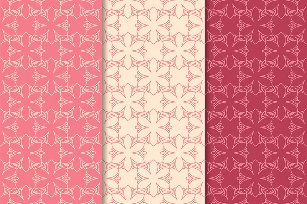 Çiçek süsler kümesi. Kiraz kırmızısı dikey Dikişsiz desen. Duvar kağıdı arka plan