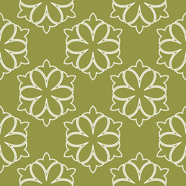 Zeytin yeşil zemin üzerine beyaz çiçekler. Tekstil ve duvar kağıtları için süs seamless modeli