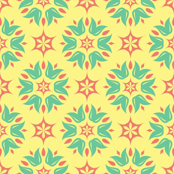 Fundo Sem Costura Com Padrão Floral Fundo Amarelo Rosa Azul — Vetor de Stock