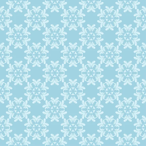 Mavi Zemin Üzerine Beyaz Çiçek Süsleme Tekstil Duvar Kağıtları Için — Stok Vektör
