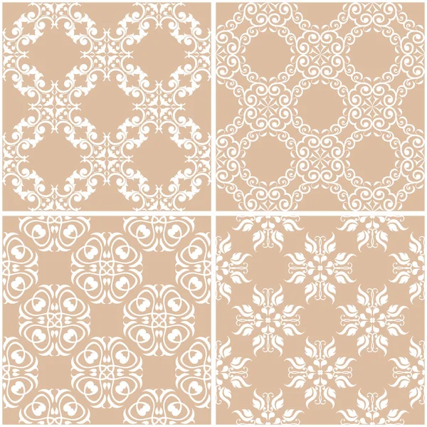 Çiçek desenleri. Sorunsuz arka plan bej ve beyaz dizi. Vektör çizim