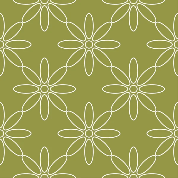 Zeytin yeşil zemin üzerine beyaz çiçek süsleme. Tekstil ve duvar kağıtları için seamless modeli