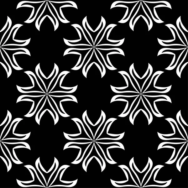 Siyah ve beyaz çiçek süsleme. Tekstil ve duvar kağıtları için seamless modeli
