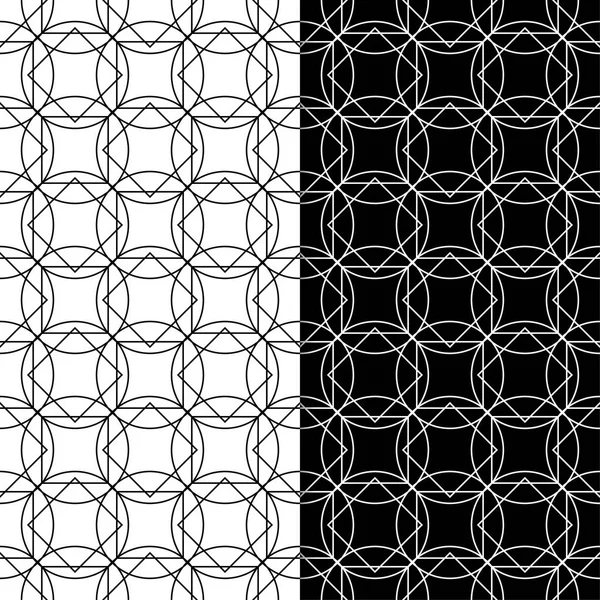 Adornos Geométricos Blanco Negro Conjunto Patrones Sin Costura Para Tela — Vector de stock