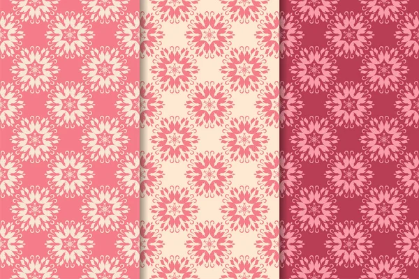 Kiraz kırmızı çiçekli süsler. Dikey Dikişsiz desen seti. Duvar kağıdı arka plan