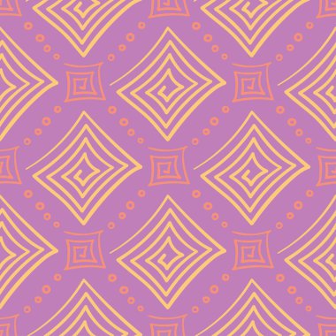 Geometrik menekşe seamless modeli. Parlak renkli arka plan duvar kağıtları, Tekstil ve kumaş için pembe ve sarı öğeler