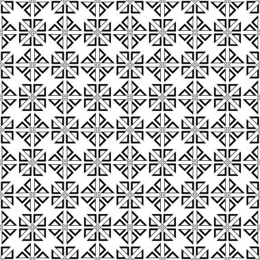 Beyaz arka planda siyah geometrik süsleme. Web, Tekstil ve duvar kağıtları için seamless modeli