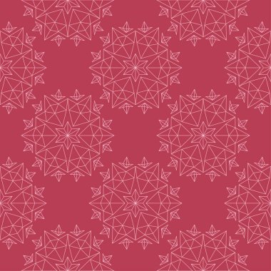 Kırmızı zemin üzerine çiçek süsleme. Tekstil ve duvar kağıtları için seamless modeli