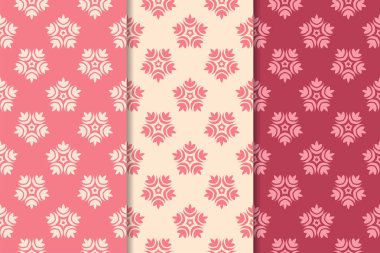 Kırmızı çiçekli süsler kümesi. Kiraz pembe dikey Dikişsiz desen. Duvar kağıdı arka plan