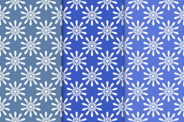 Çiçek desenleri kümesi. Mavi dikey Dikişsiz desen. Duvar kağıdı arka plan
