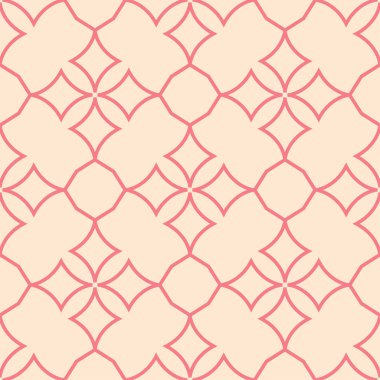 Kırmızı ve bej geometrik süsleme. Web, Tekstil ve duvar kağıtları için seamless modeli