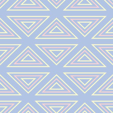 Geometrik seamless modeli. Soluk mavi arka plan bej ve pembe elemanları ile