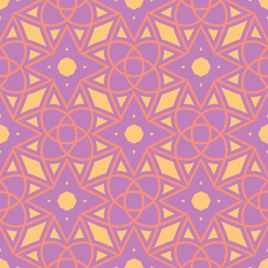 Geometrik sorunsuz arka plan. Bright öğeleri için duvar kağıtları, Tekstil ve kumaş mor arka plan üzerinde renkli