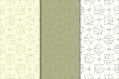 Zeytin yeşili çiçek arka planlar. Tekstil ve duvar kağıtları için dikişsiz desen seti