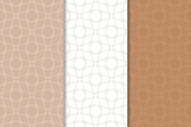 Web, Tekstil ve duvar kağıtları için dikişsiz desen kahverengi ve beyaz geometrik dizi