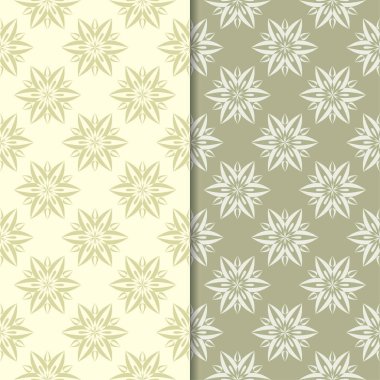 Zeytin yeşili çiçek arka planlar. Tekstil ve duvar kağıtları için dikişsiz desen seti