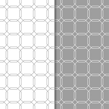 Gri ve beyaz geometrik süsler. Web, Tekstil ve duvar kağıtları için dikişsiz desen seti