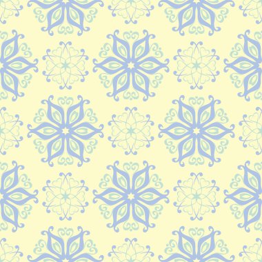 Bej renkli çiçek seamless modeli. Arka plan duvar kağıtları, Tekstil ve kumaş için mavi ve yeşil ışık çiçek öğeleri ile