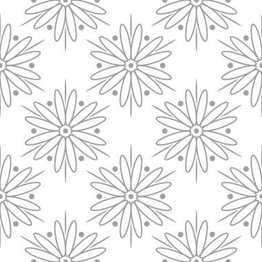 Beyaz arka plan üzerine açık gri çiçek süsleme. Tekstil ve duvar kağıtları için seamless modeli