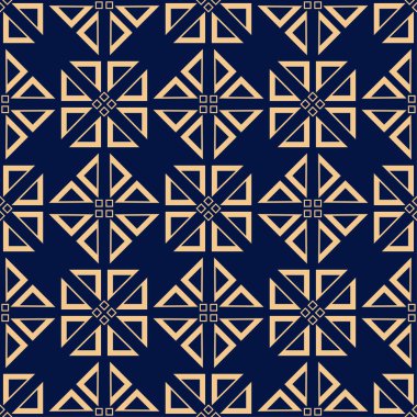 Altın mavi geometrik süsleme. Web, Tekstil ve duvar kağıtları için seamless modeli