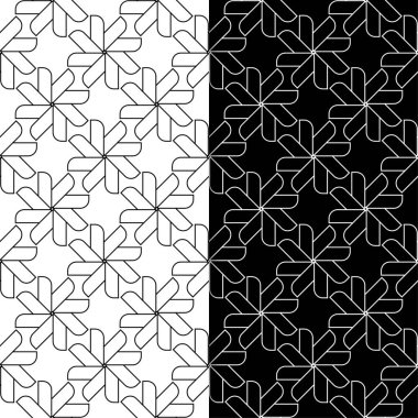 Siyah ve beyaz geometrik süsler. Web, Tekstil ve duvar kağıtları için dikişsiz desen seti