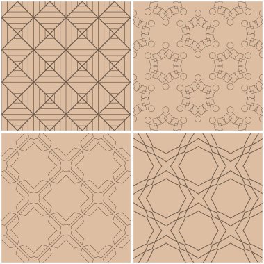 Geometrik desenler. Sorunsuz arka plan bej, kahverengi kümesi. Vektör çizim