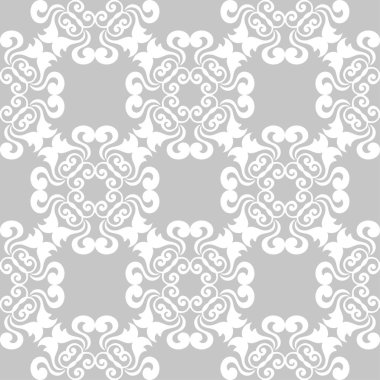 Gri ve beyaz çiçek süsleme. Tekstil ve duvar kağıtları için seamless modeli