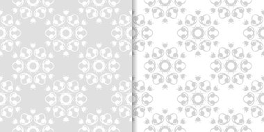 Işık gri çiçek arka planlar. Tekstil ve duvar kağıtları için dikişsiz desen seti