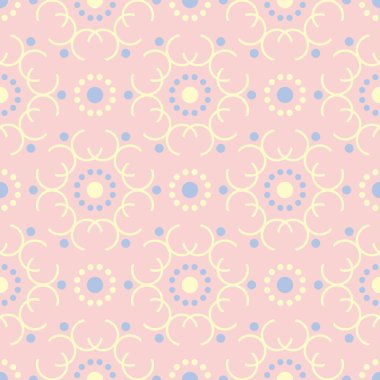 Geometrik pembe renkli Dikişsiz desen duvar kağıtları, Tekstil ve kumaş için mavi ve bej elemanları ile