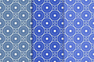 Mavi geometrik süsler. Web, Tekstil ve duvar kağıtları için dikey Dikişsiz desen seti