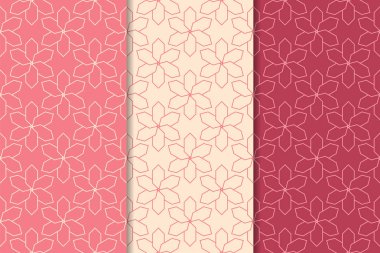 Geometrik süsler kümesi. Web, Tekstil ve duvar kağıtları için kiraz kırmızı Dikişsiz desen