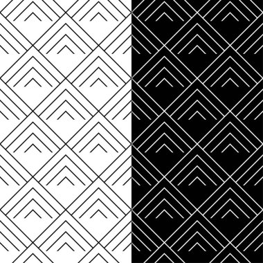 Siyah ve beyaz geometrik süsler. Web, Tekstil ve duvar kağıtları için dikişsiz desen seti