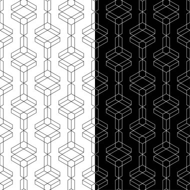 Siyah ve beyaz geometrik süsler. Web, Tekstil ve duvar kağıtları için dikişsiz desen seti
