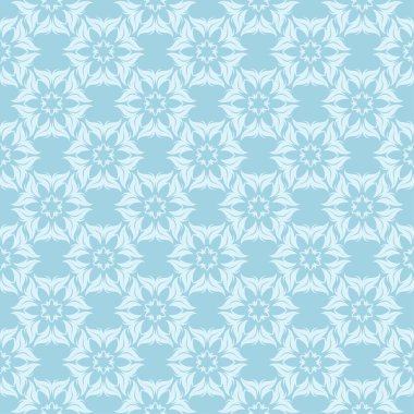 Mavi zemin üzerine beyaz çiçek desenli. Tekstil ve duvar kağıtları için sorunsuz süsleme