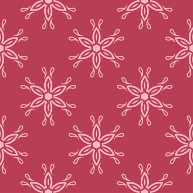 Kırmızı zemin üzerine çiçek süsleme. Tekstil ve duvar kağıtları için seamless modeli