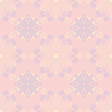 Çiçek soluk pembe sorunsuz bir arka plan. Çiçek desenli duvar kağıtları, Tekstil ve kumaş için ışık mavi ve sarı öğeler