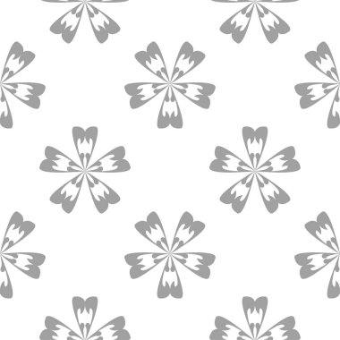 Beyaz arka plan üzerine açık gri çiçek süsleme. Tekstil ve duvar kağıtları için seamless modeli