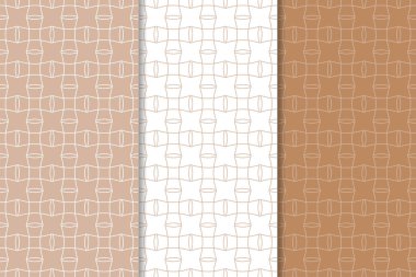 Kahverengi ve beyaz geometrik süsler. Web, Tekstil ve duvar kağıtları için dikişsiz desen seti