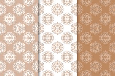 Kahverengi çiçek arka planlar. Tekstil ve duvar kağıtları için dikişsiz desen seti