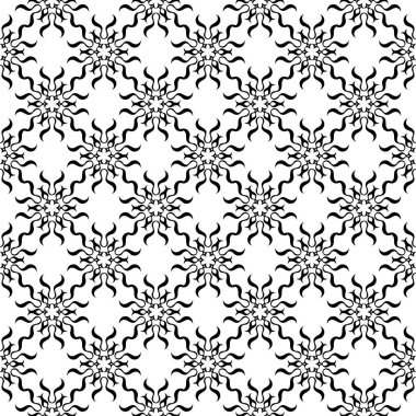 Kesintisiz beyaz zemin üzerine siyah çiçek süsleme. Tekstil ve duvar kağıtları için seamless modeli